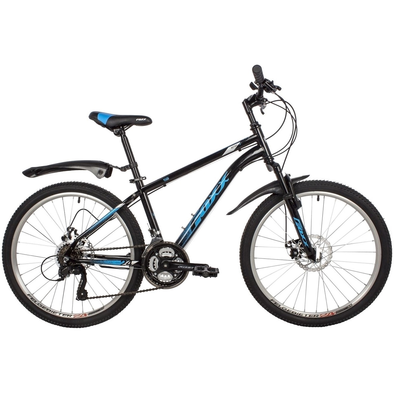 Велосипед 24" Foxx Aztec D (черный с синим, 18 скоростей)
