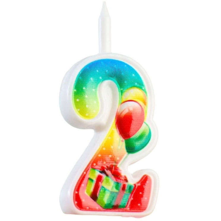 Свеча для торта цифра "Подарок" 2 (12.2 см)