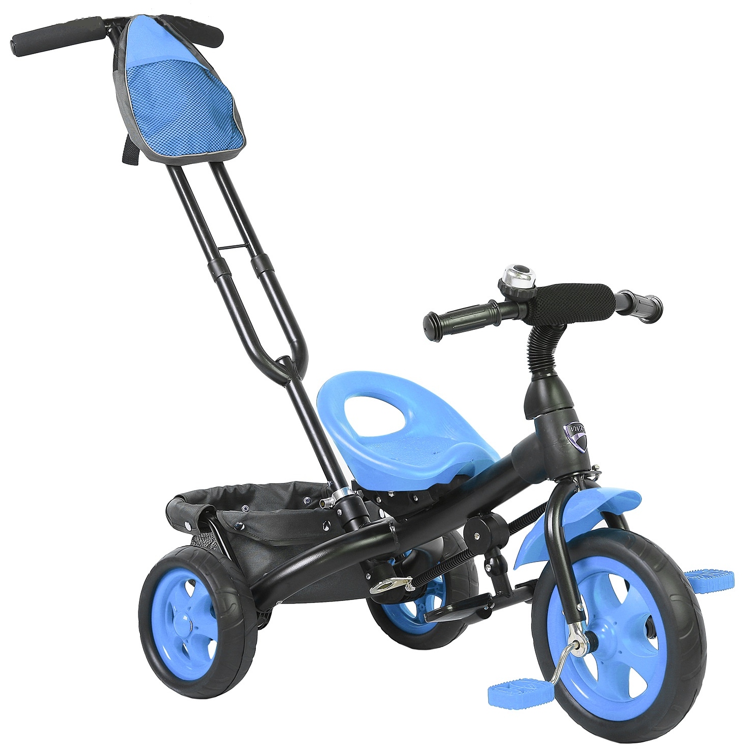 Велосипед трехколесный "Лучик Vivat 3" с ручкой (синий, eva колеса)