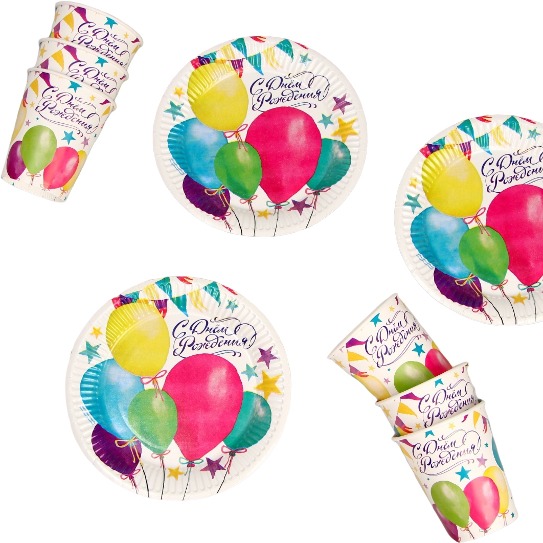 Набор бумажной посуды "Шарики"