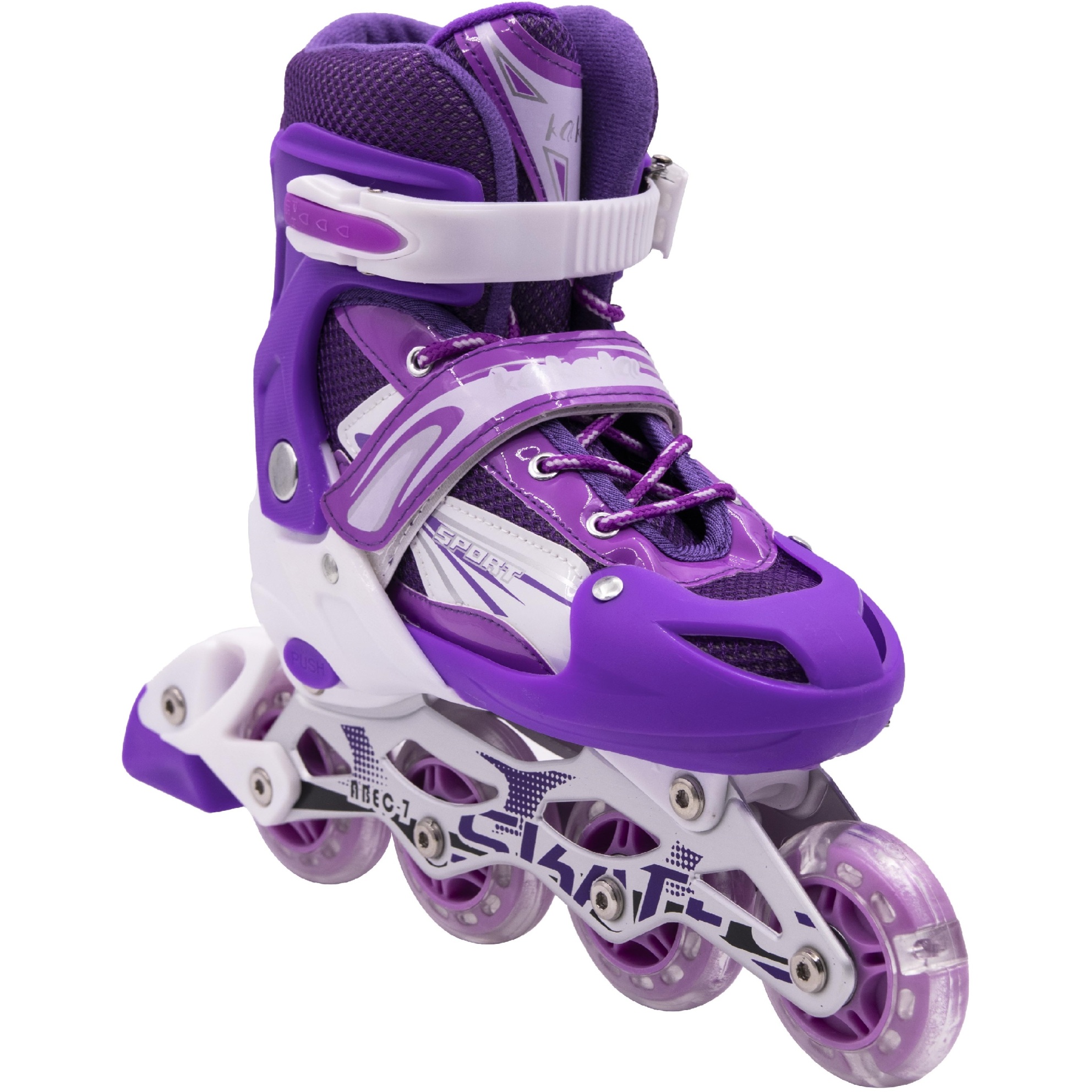 Роликовые коньки фиолетовые размер S (31-34) DJS-603 PVC