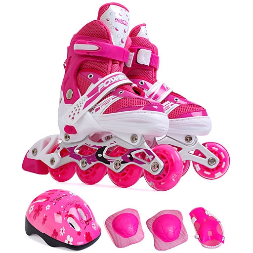 Комплект "Ролики, шлем, защита" розовый размер M (35-38) DJS-603 Set PVC