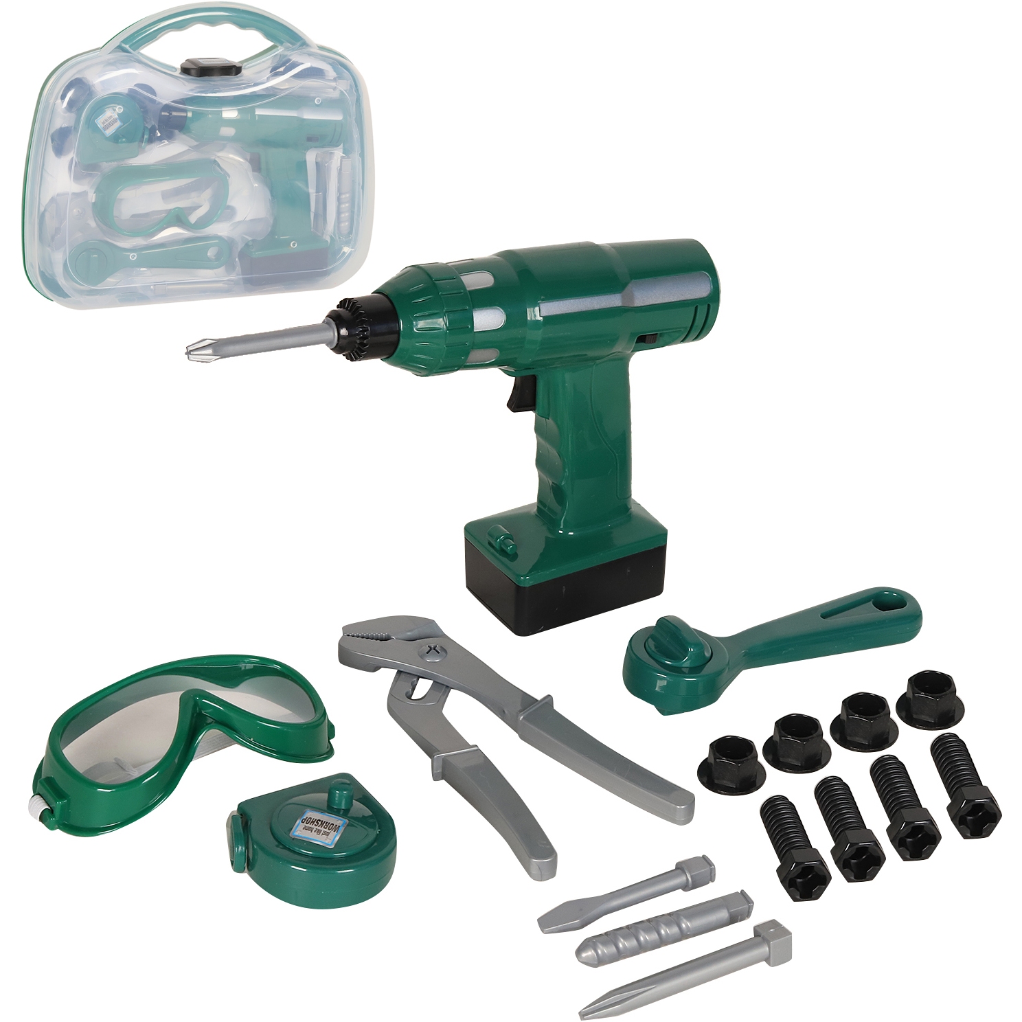 Набор "Инструменты" в чемодане (15 предметов, зеленый) JB0208248