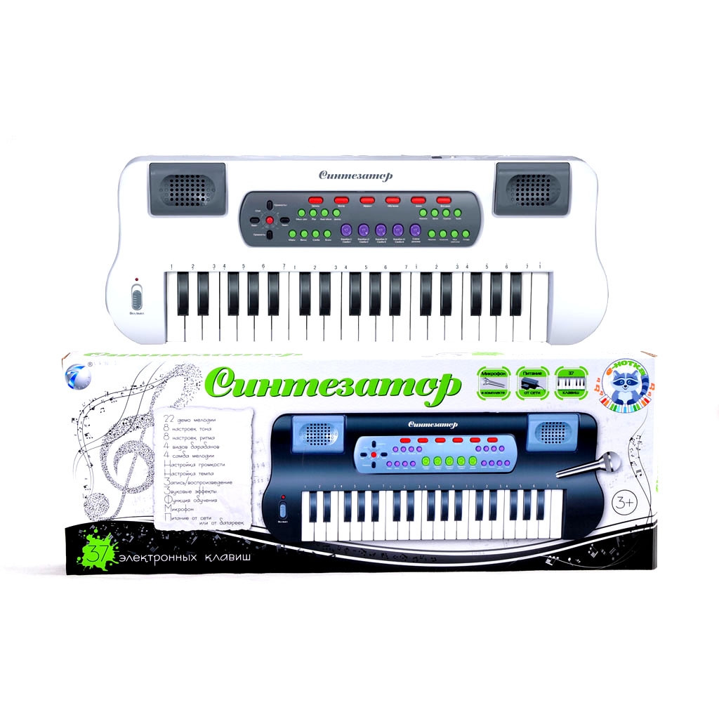 Синтезатор с микрофоном, 37 клавиш, запись/воспроизведение, функция обучения, работает от сети или б