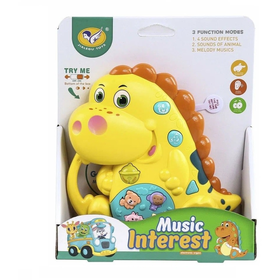 Музыкальная игрушка Mioshi "Добрый динозаврик" (16х20 см, звуки, музыка, свет, в ассорт.) MBA0303-00