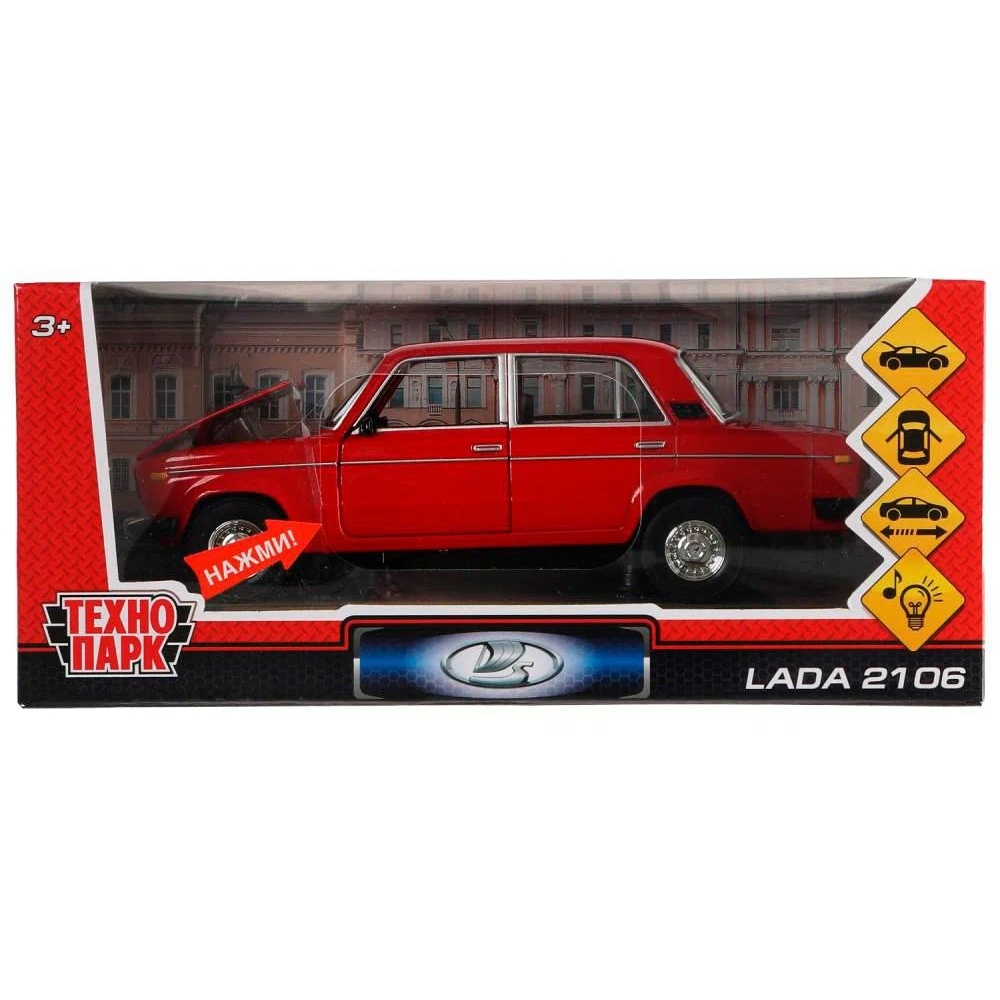 Машина Технопарк LADA 2106 (металл, свет, звук, 18.5 см, инерция, красный)