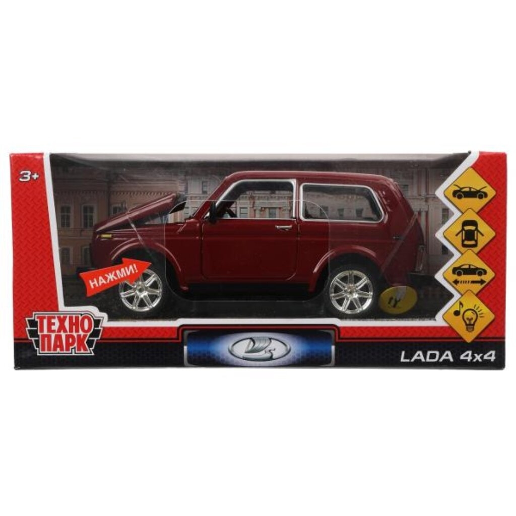 Машина Технопарк LADA 4х4 (свет, звук, бордовый, 17 см)