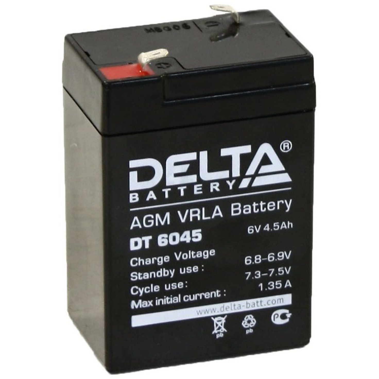 Аккумуляторная батарея Delta 4,5 Ач 6 Вольт DT 6045 1733663