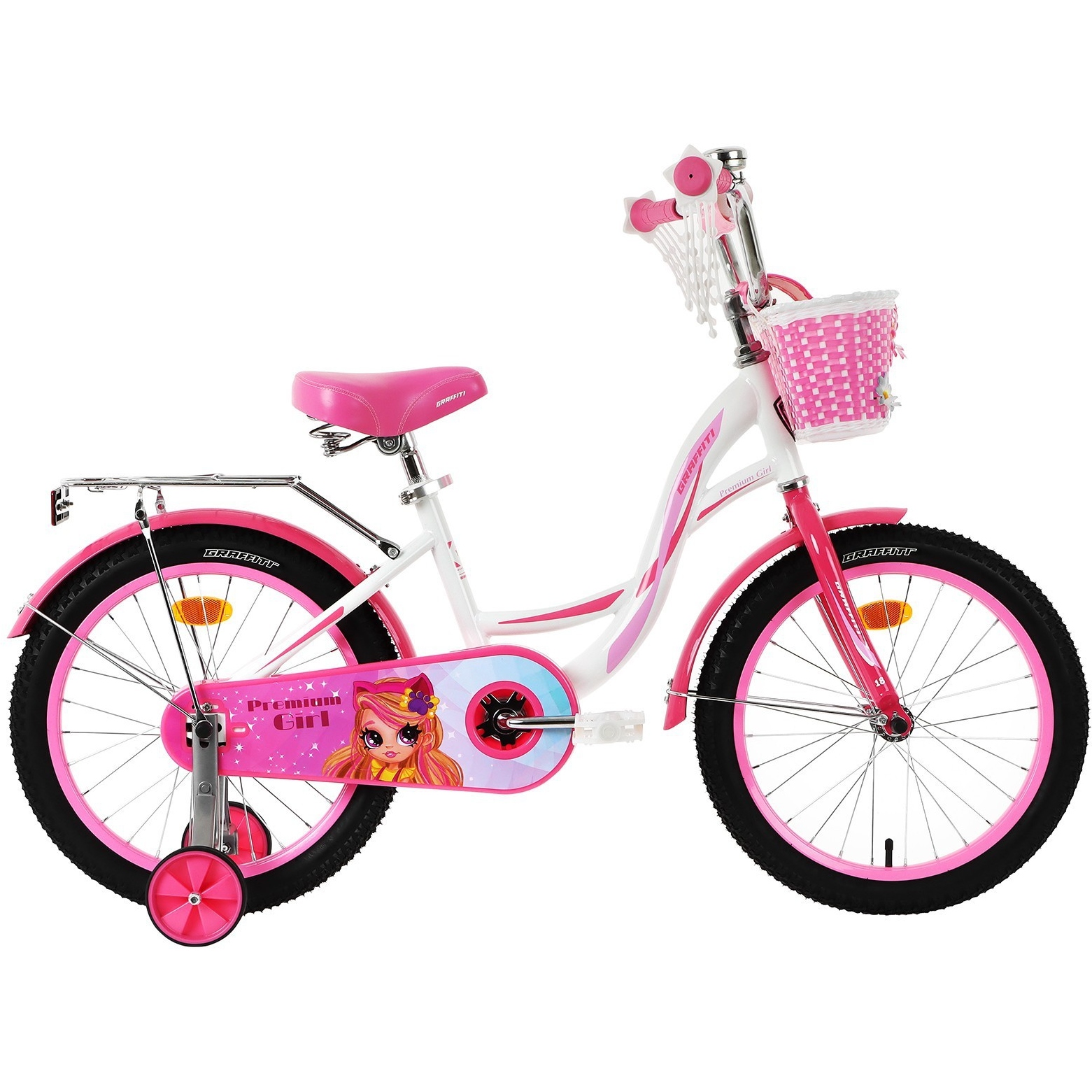 Велосипед 18" Graffiti Premium Girl, цвет белый/розовый 7642848