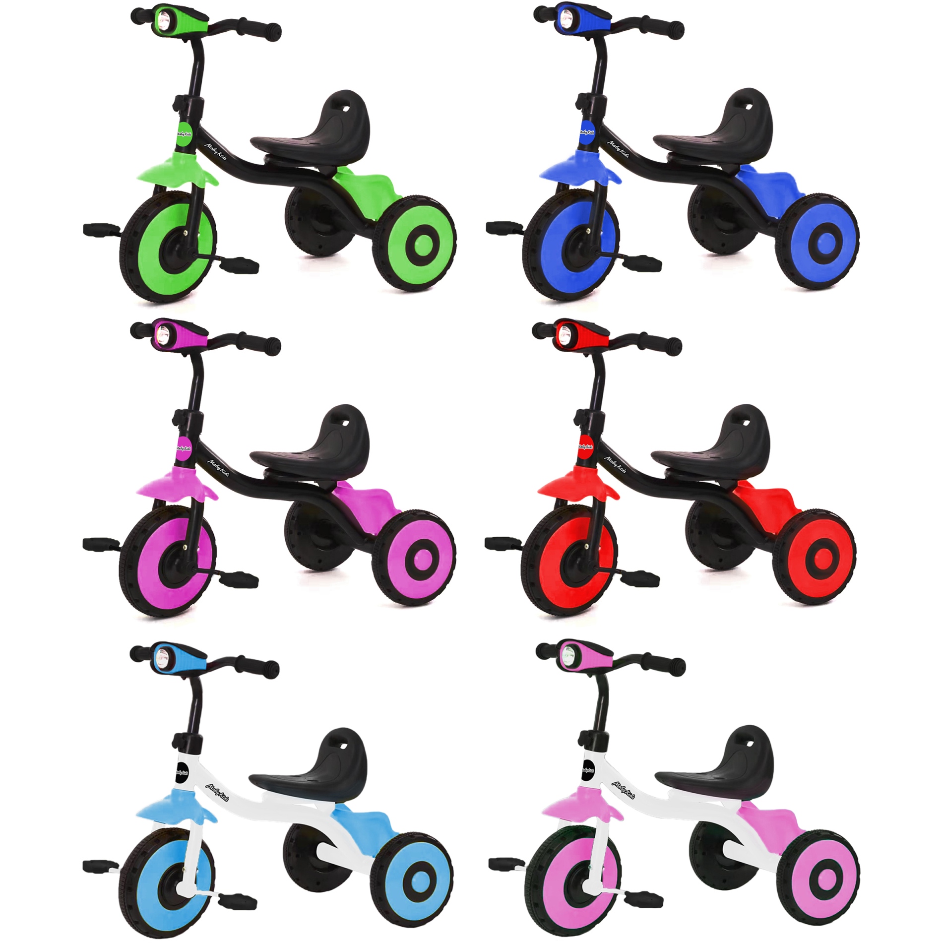 Велосипед трехколесный Moby Kids "Глазастик" (фара, звук, цвет в ассортименте)
