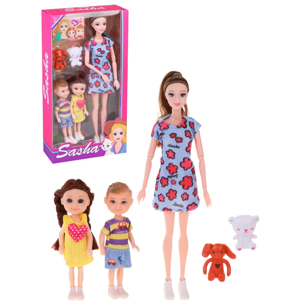 Набор кукол "Счастливая семья" (2 фигурки, 3 куклы, 29 и 11 см)