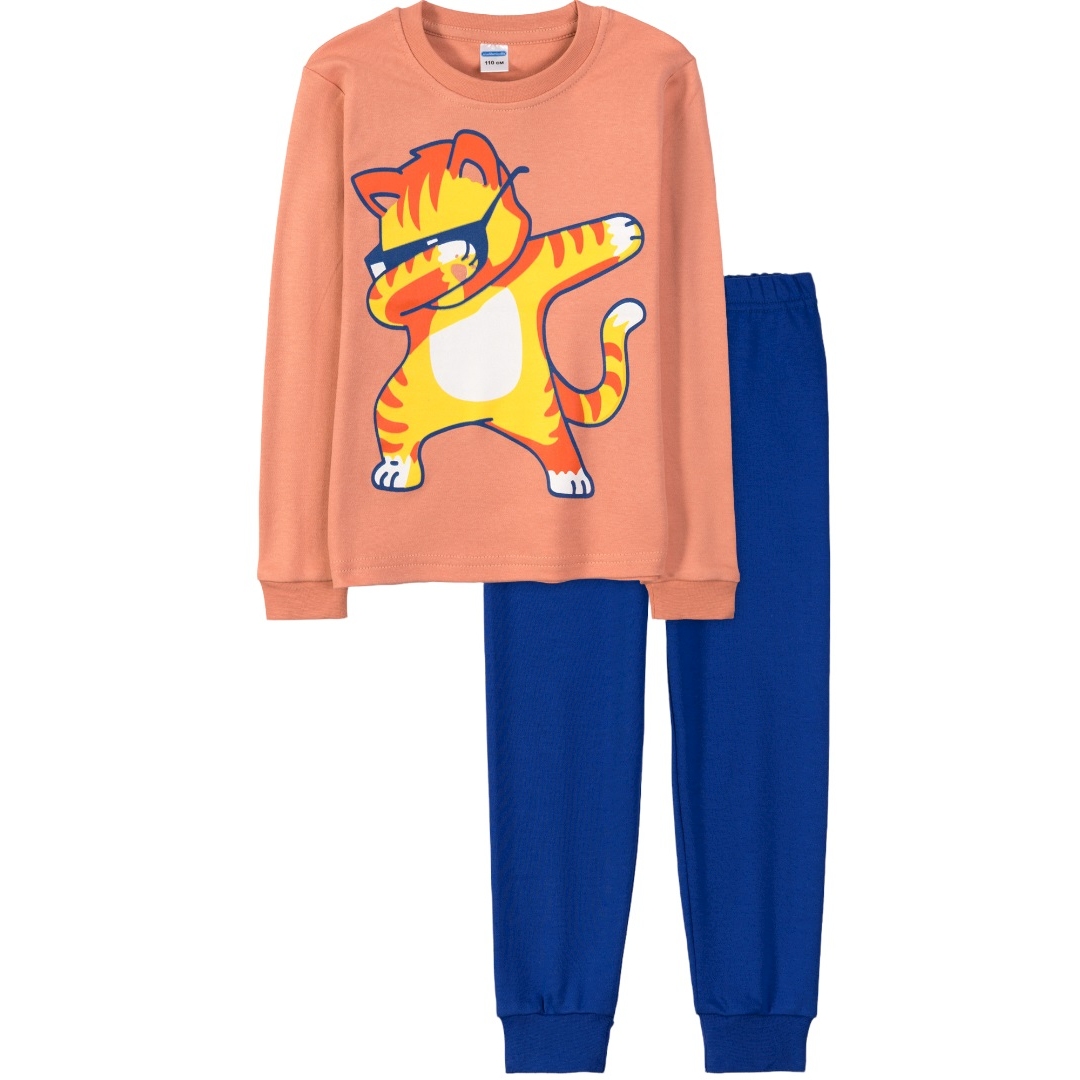 Пижама д/м 122 Sketch тигр джемпер +брюки терракот/т.синий SM793
