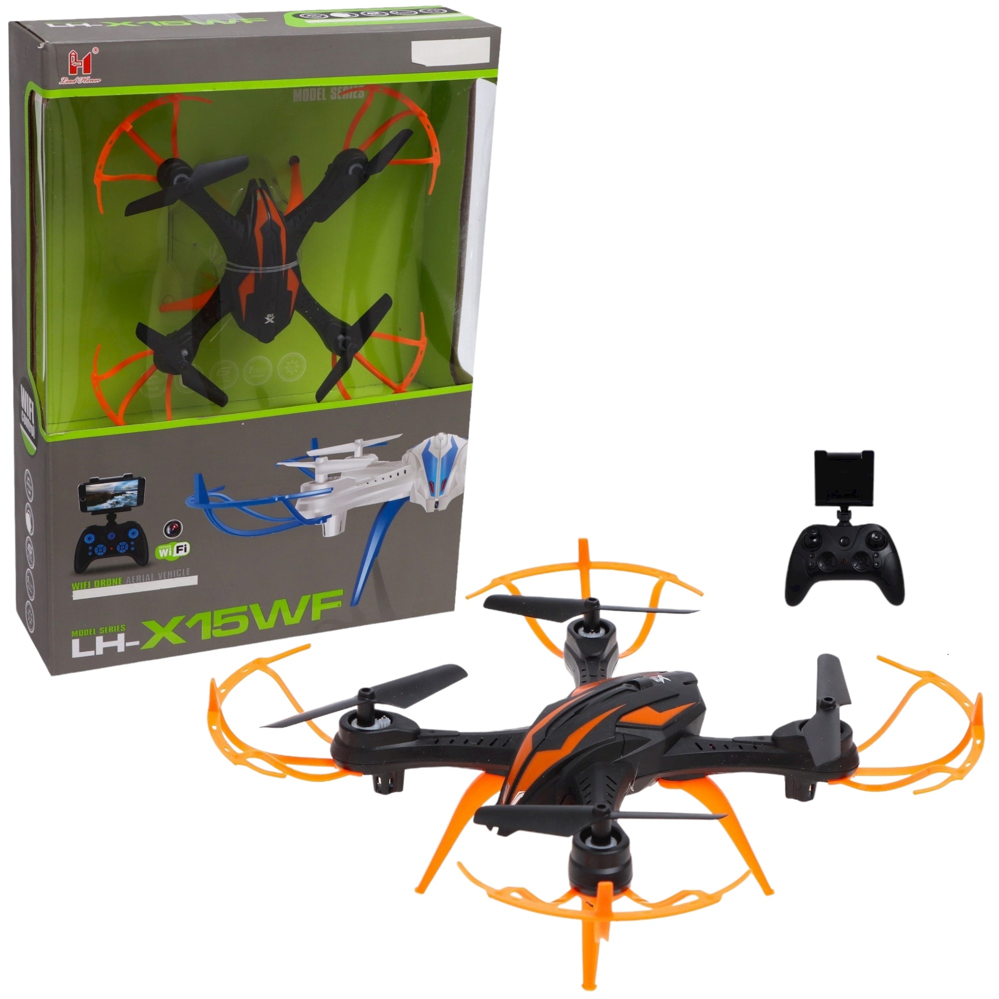 Квадрокоптер LH-X15WF, камера, передача изображения на смартфон, Wi-FI, цвет черно-оранжевый 7651301