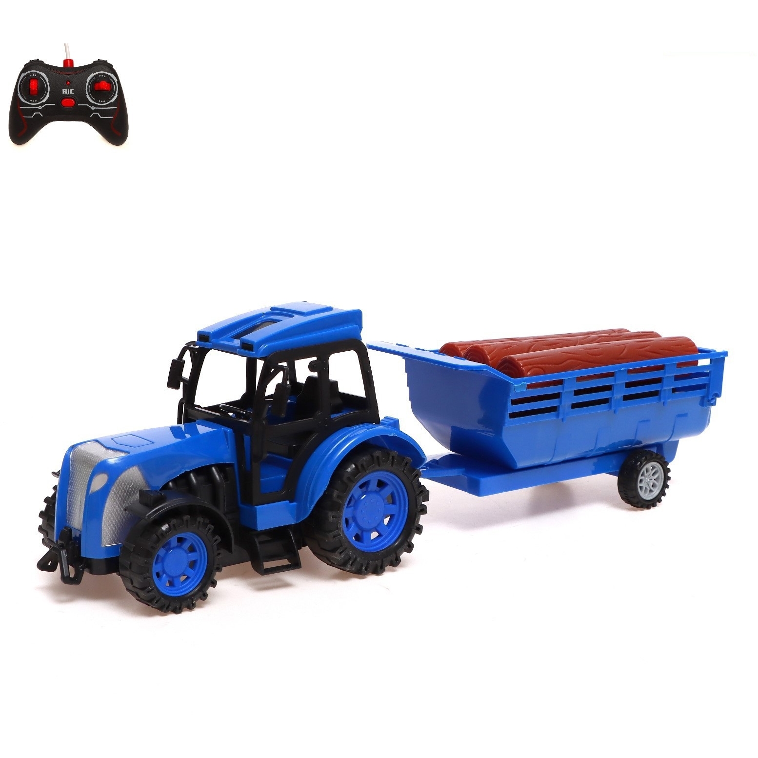 Трактор с пультом Автоград "Фермер" (с прицепом, синий)