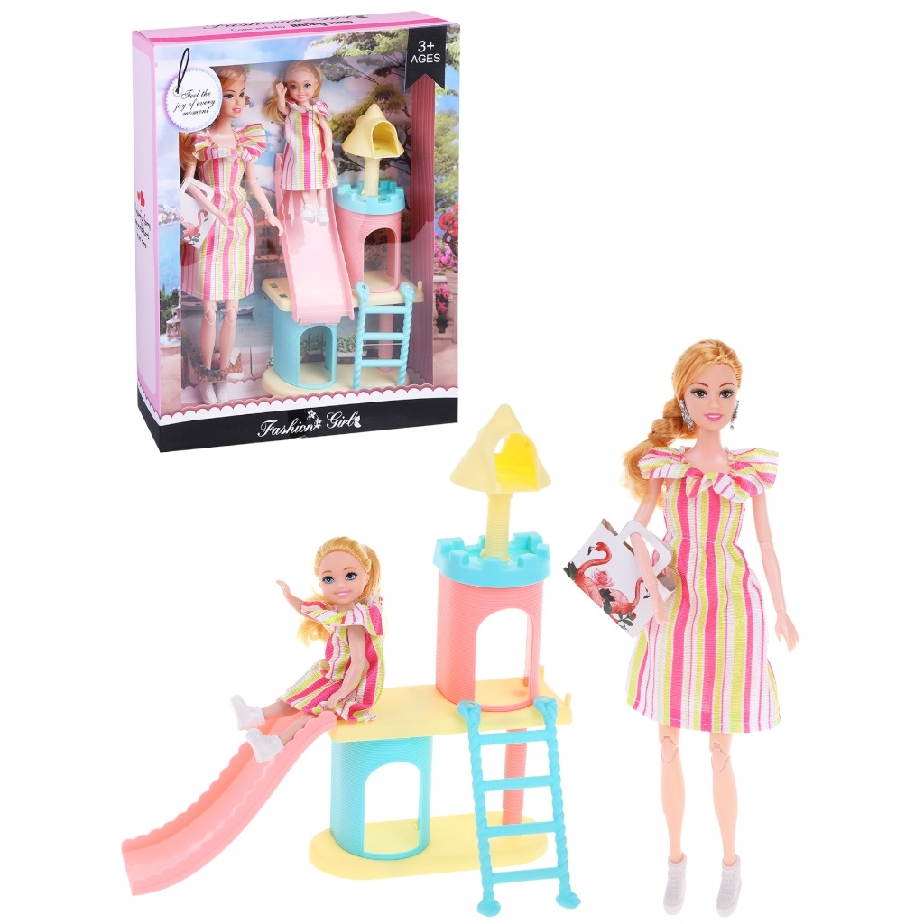 Кукла "Счастливая семья" (детская площадка, 29 и 15 см)