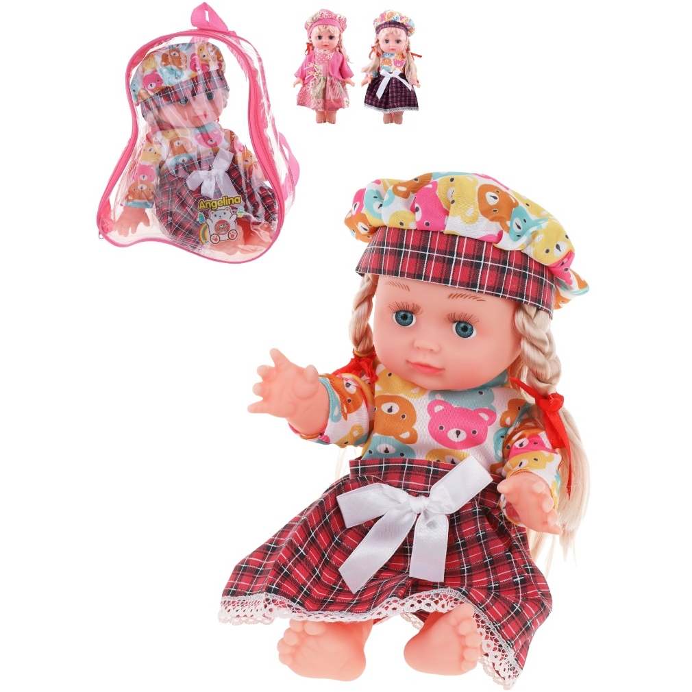 Кукла "Ангелина" в рюкзаке (звук, блондинка, 30 см)