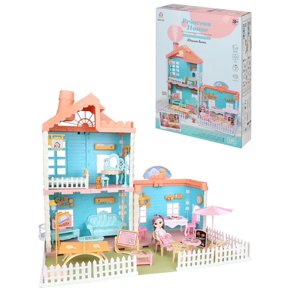 Кукольный домик "Уютный" (свет, пар, мебель, 1 кукла, питомец)