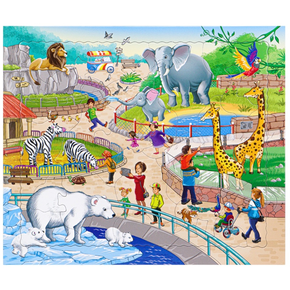 Пазлы-рамка "Зоопарк" (6 фигурных элементов)