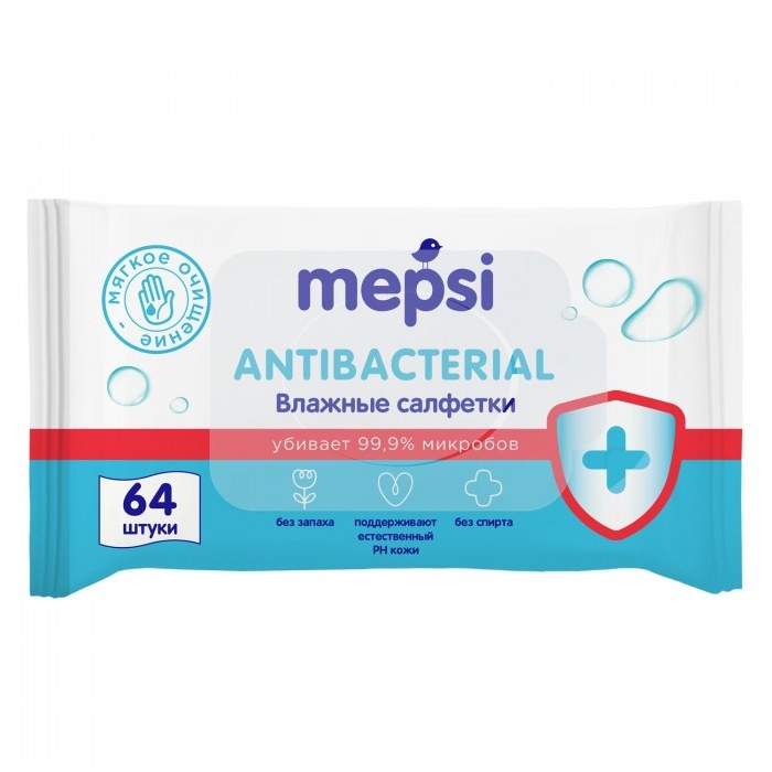 Антибактериальные влажные салфетки MEPSI (64 шт)