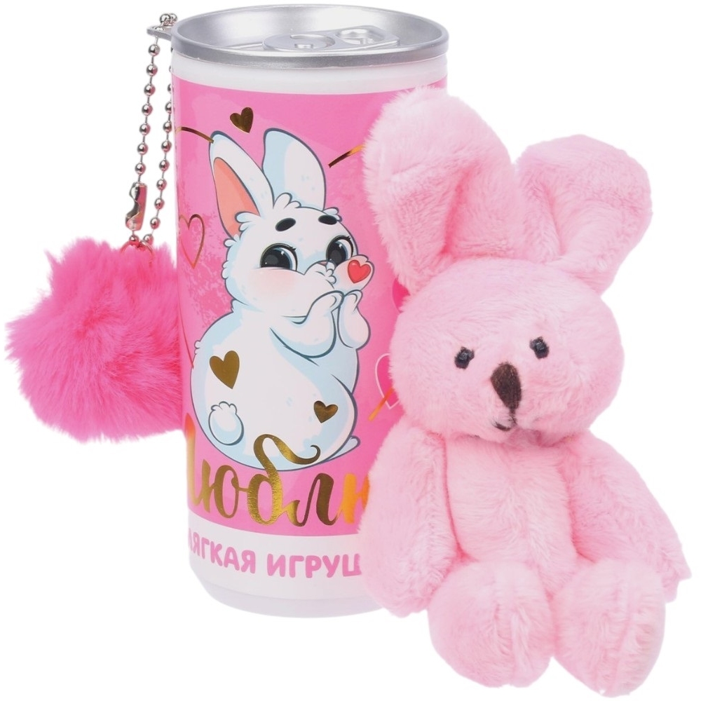 Мягкая игрушка "Люблю" в банке (11 см)