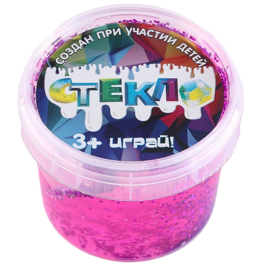 Слайм "Стекло" (с фиолетовыми крупными блестками, 110 гр.)