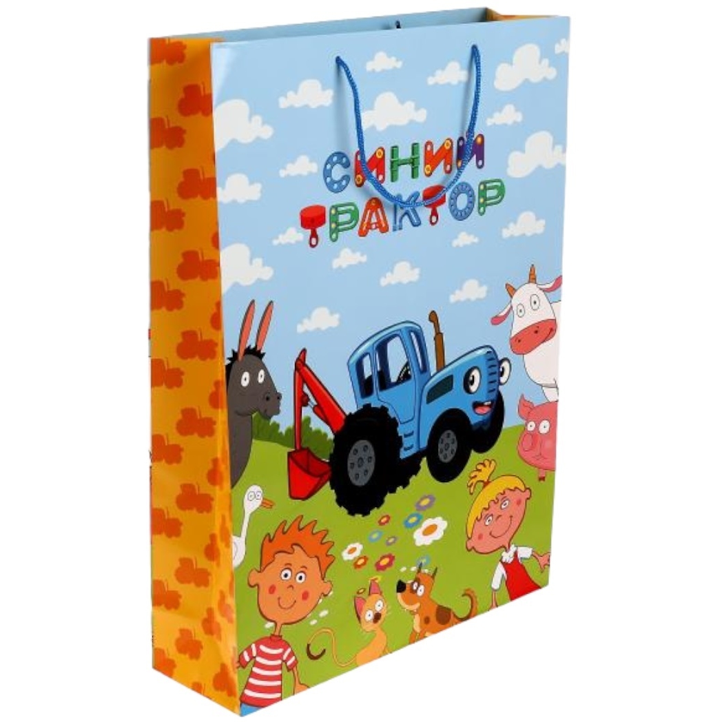 Пакет подарочный "Синий трактор" (33.5х45х10 см)