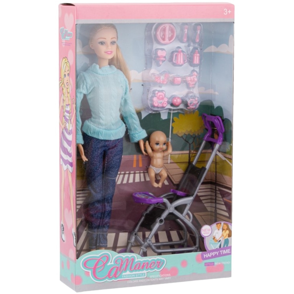 Кукла "Семья" с пупсом (коляска, 29 см)