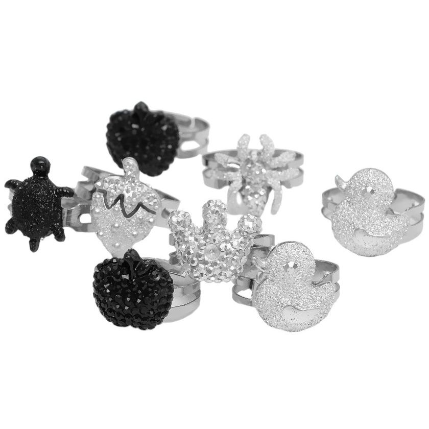 Кольцо детское "Выбражулька" металлик, форма МИКС, цвет серебристо-чёрный 4575852