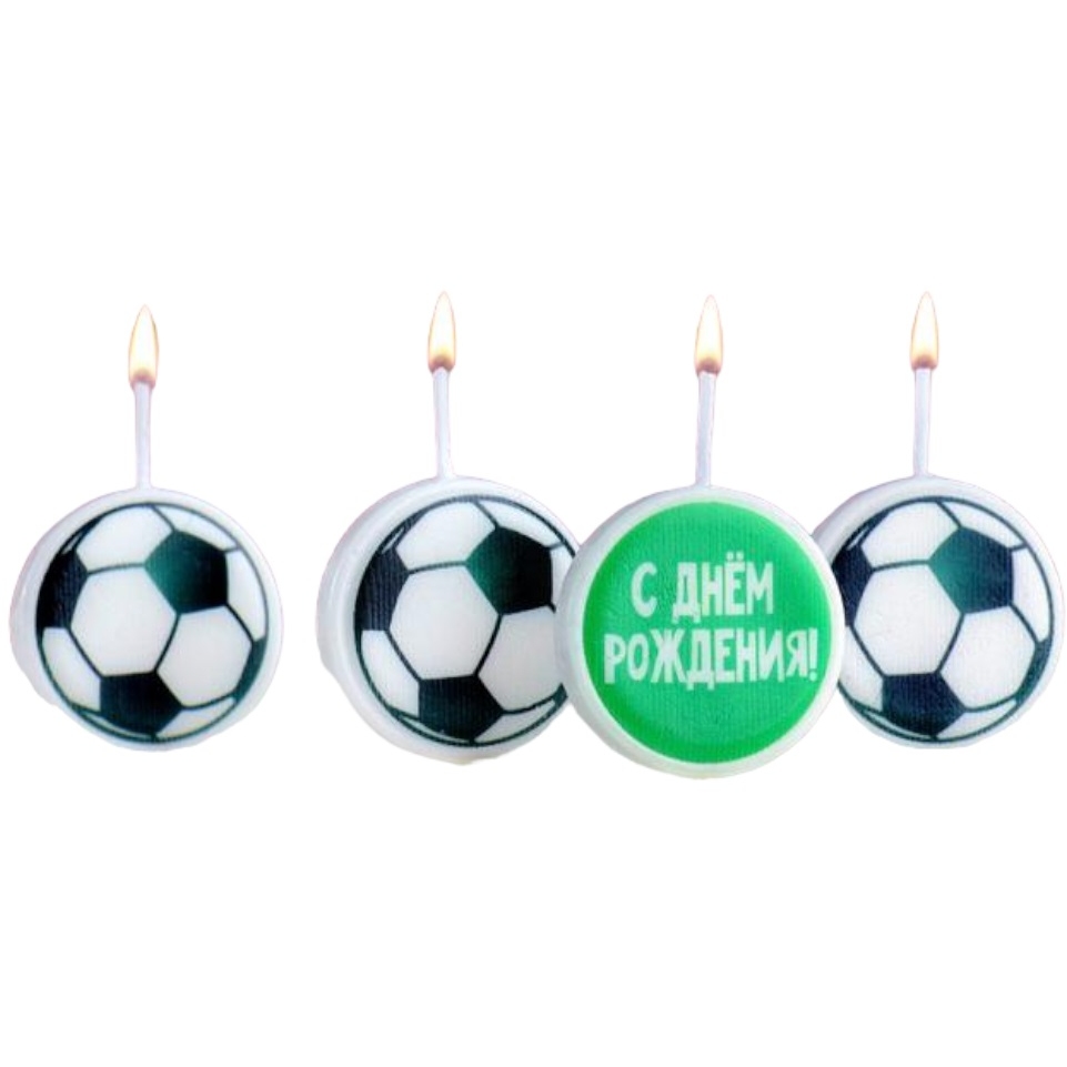 Свечи в торт на шпажках "Футбольные", 6,6х3,8 см, 25 гр, набор 4 шт 7291236