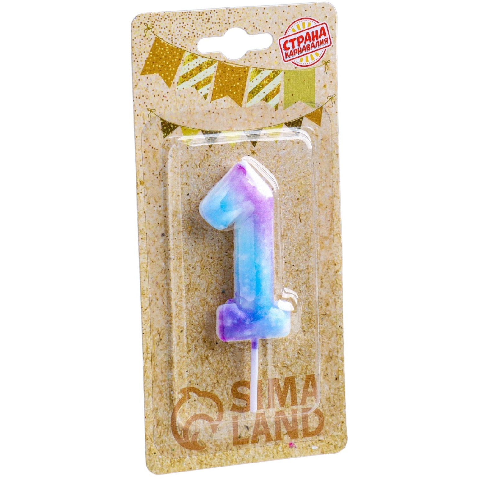 Свеча в торт на шпажке "Галактика", цифра 1, 5,5 см 7663111