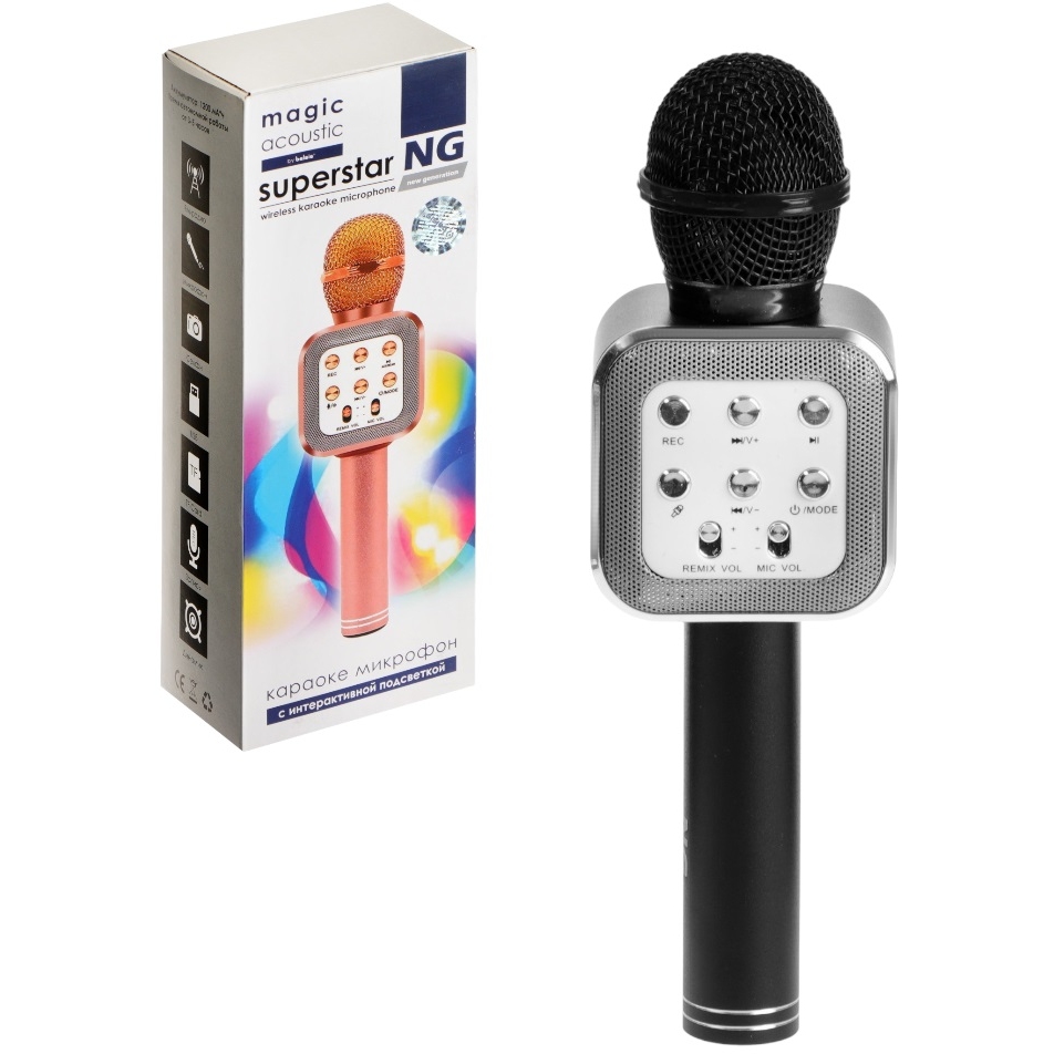 Микрофон для караоке Belsis MA3002BK (Bluetooth, FM, microSD, чёрный) 9364317