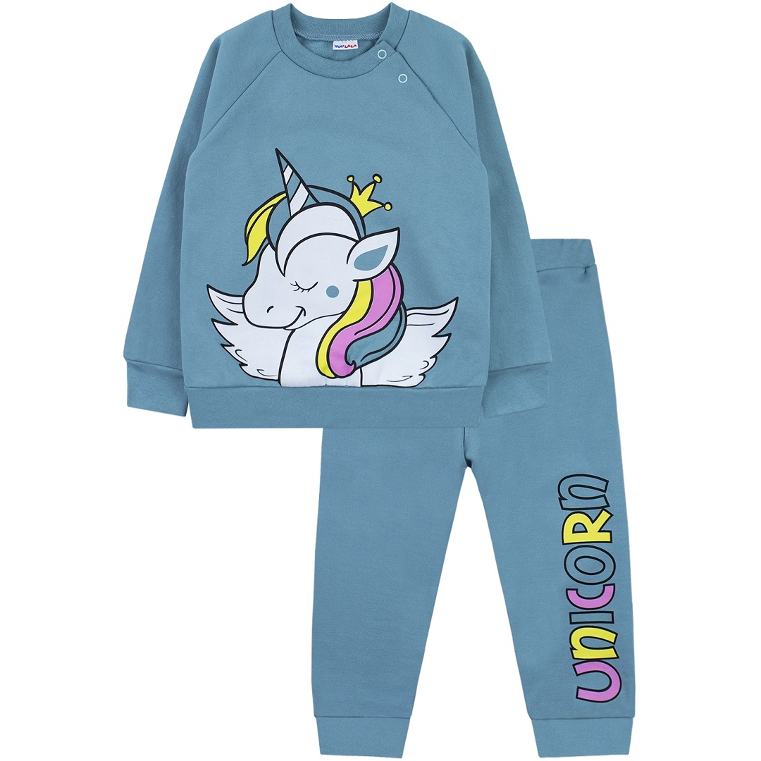 Комплект д/д 98 UNICORN свитшот +брюки футер начес голубой 8027310302