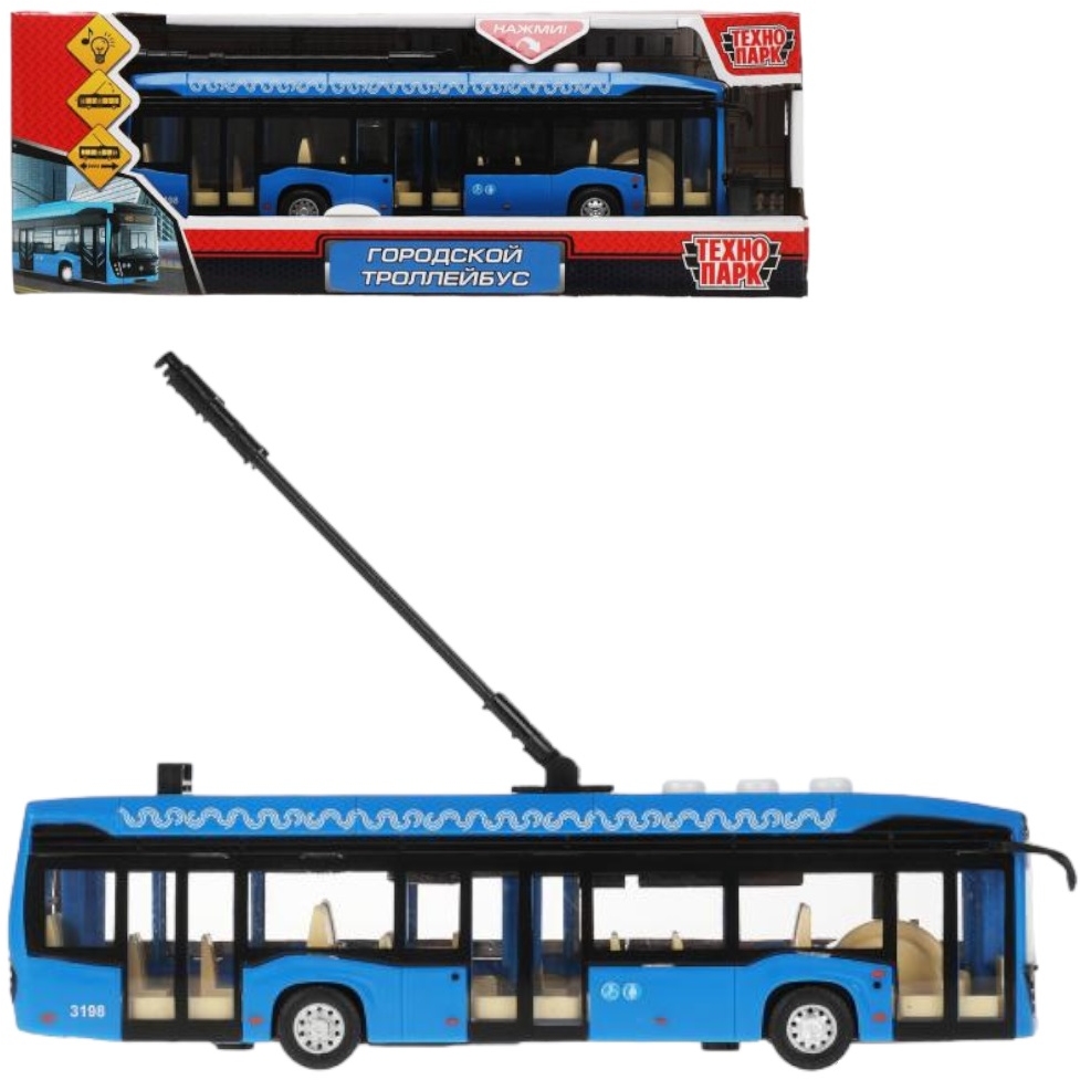 Троллейбус Технопарк Метпрополитен (пластик, свет, звук, 19 см, синий) КАМТRОLL20РLМОSВU