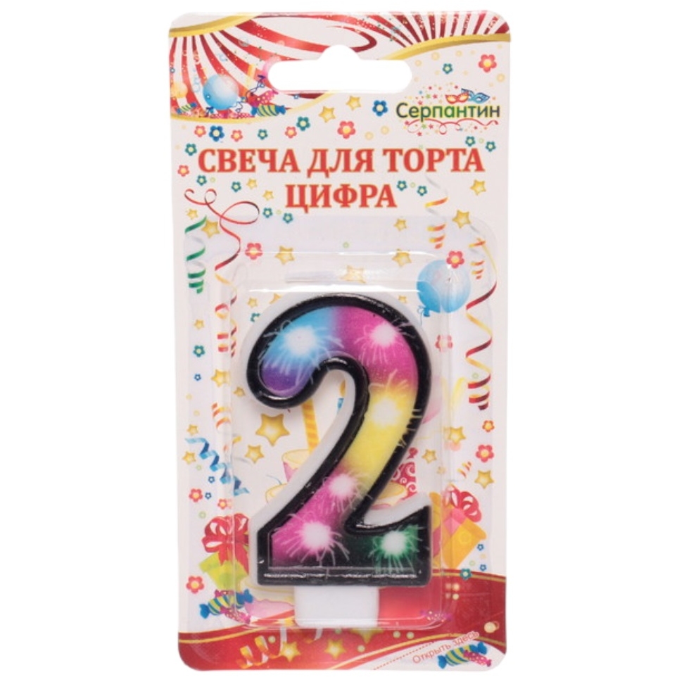 Свеча для торта Цифра Салют "2" 6 см 448-133