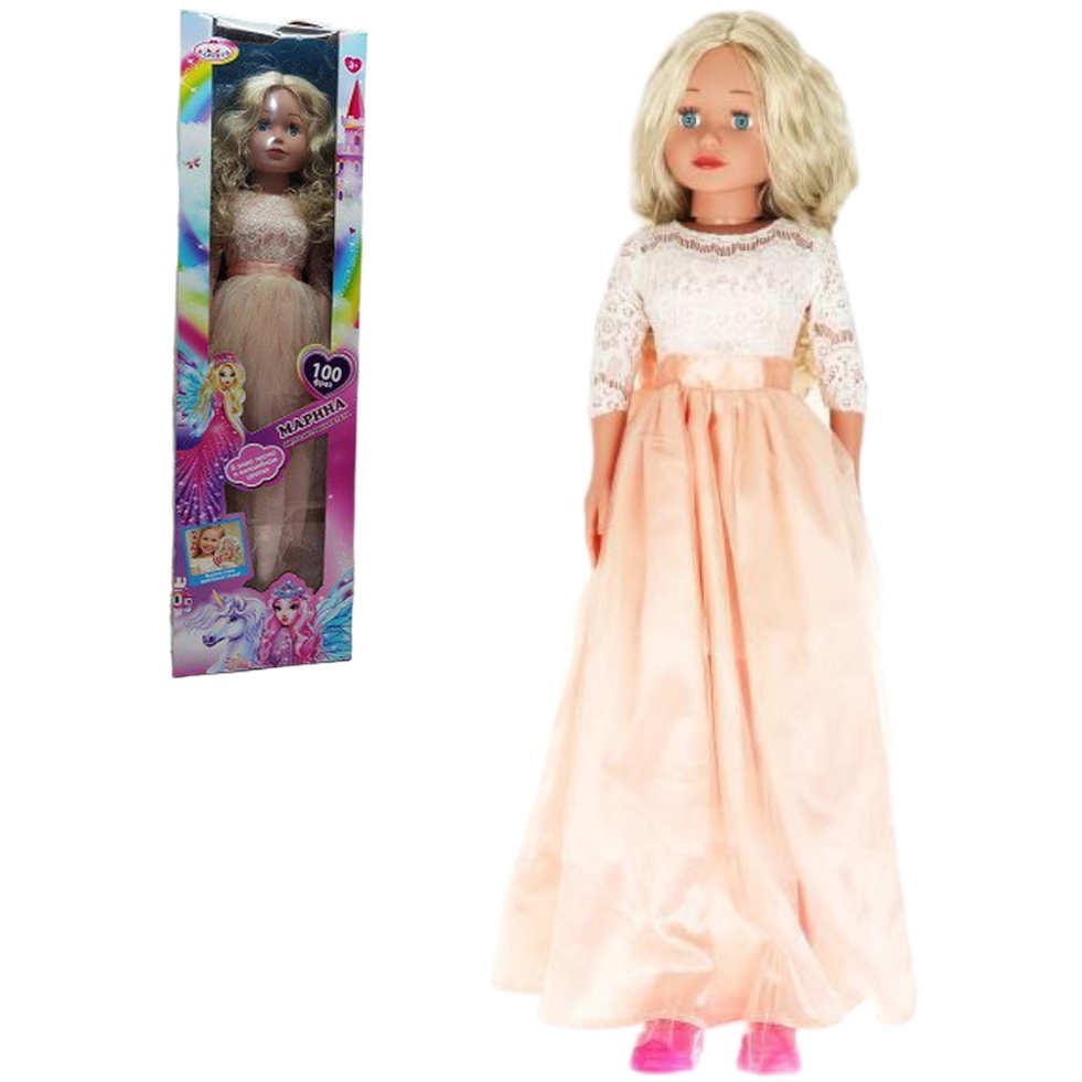 Кукла Карапуз "АБВГДЕЙКА" (81 см, в платье, блондинка, 100 фраз) КТ8100FАIRY22RU