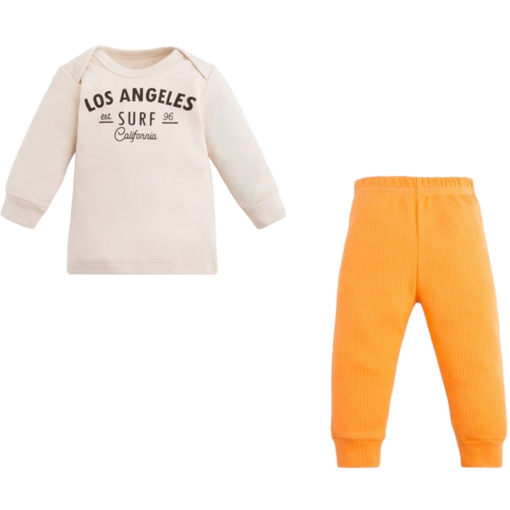 Комплект 68-74 LOS ANGELES джемпер +брюки Крошка Я NY бежевый/оранжевый 7710887