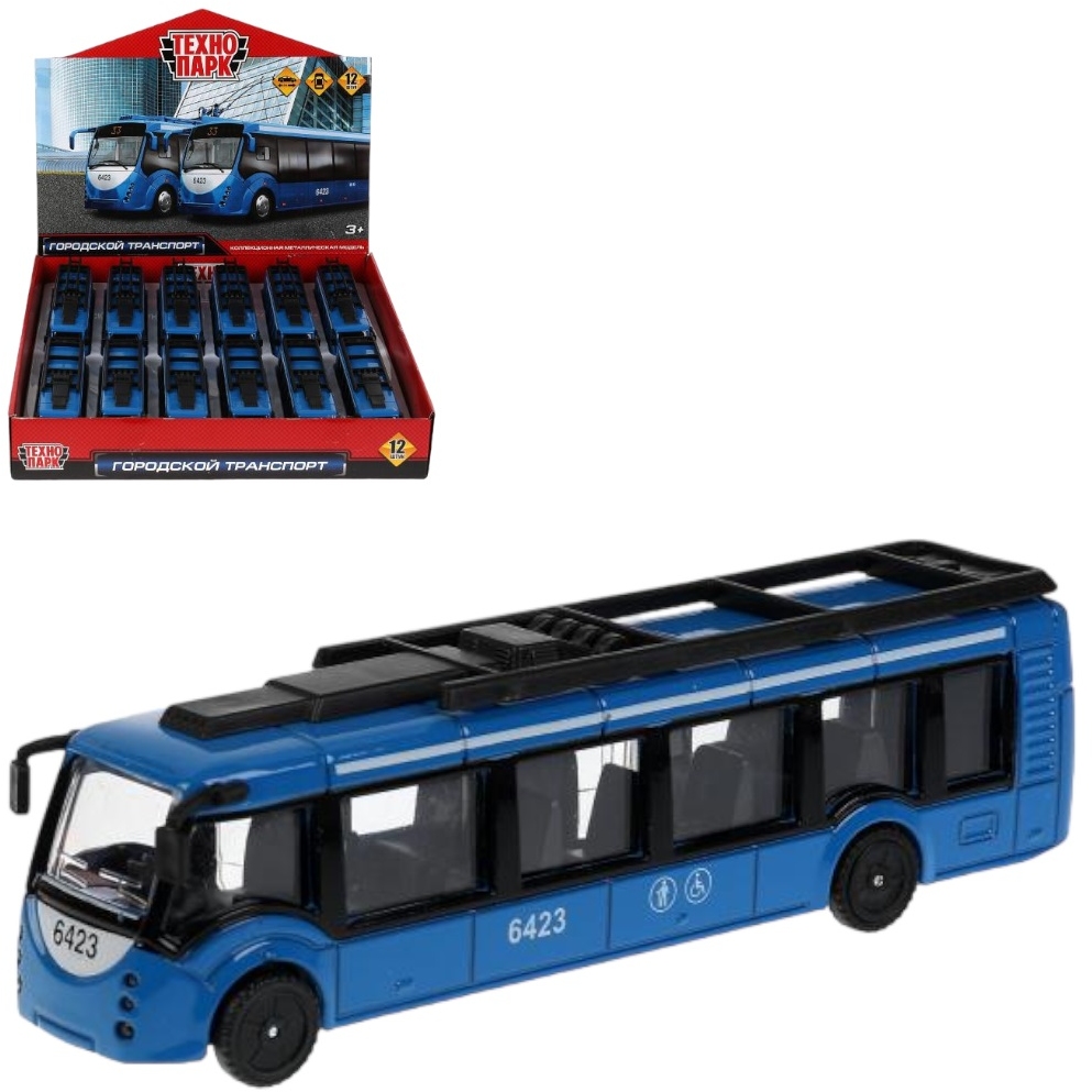 Машина Технопарк Автобус/Троллейбус (металл, 15 см, инерция) SВ2004DВ