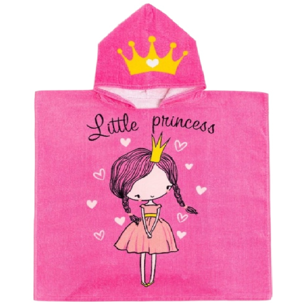 Полотенце-пончо махровое 60х120 "Принцесса" Крошка Я розовый (100% хлопок, 300гр/м2) 7696209