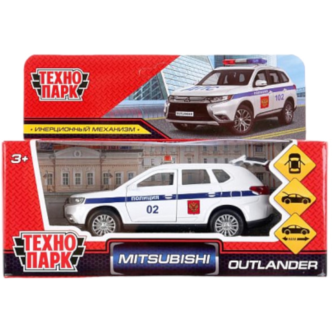 Машина Технопарк Mitsubishi Outlander Полиция (металл, 12 см, инерция, белый) ОUТLАNDЕR12РОLWН