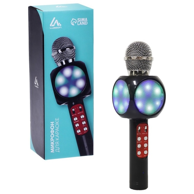 Микрофон для караоке LuazON LZZ-60 (1800 мАч, LED, чёрный) 3916284