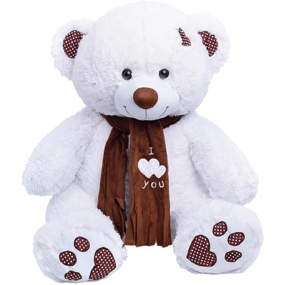Мягкая игрушка "Медведь Тони" с шарфом (110 см, белый) МТШ/60/31