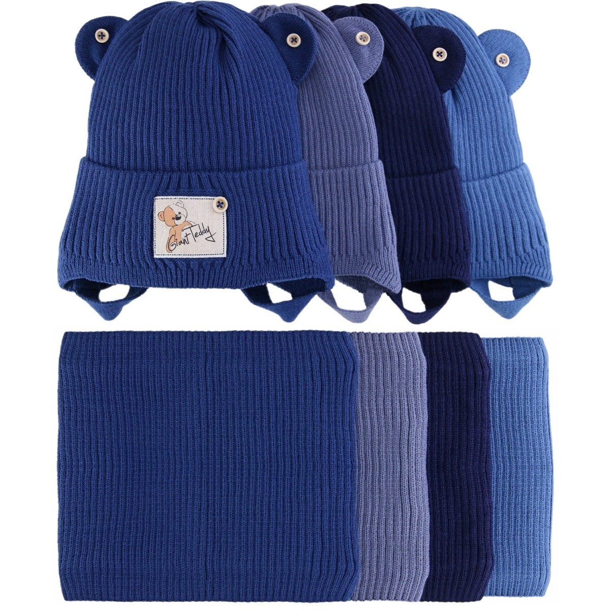 Комплект вяз д/м 98-110 GRAND TEDDY IFGRF шапка с отворотом +хомут подклад флис (зима) E-03-23 (флис)