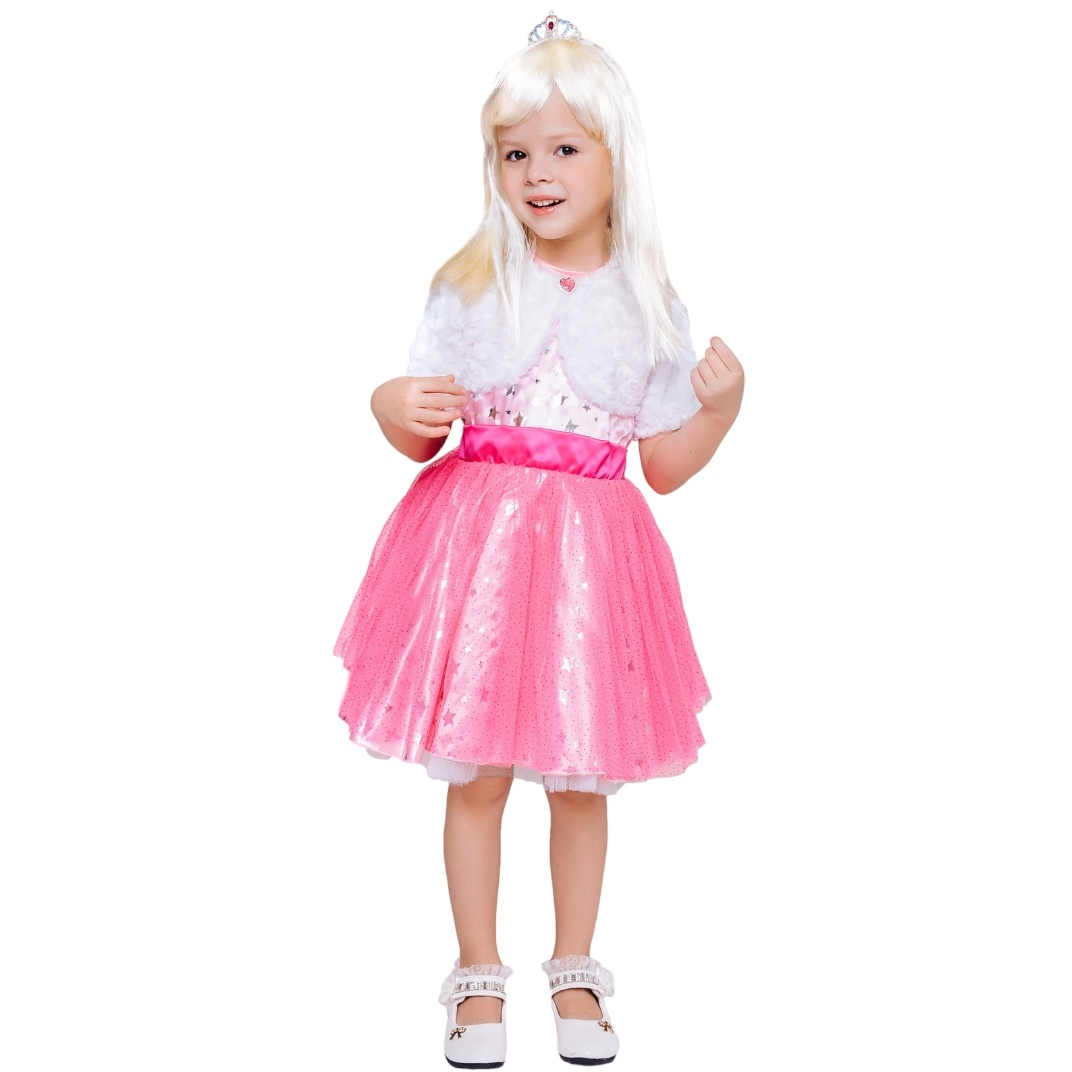Карнавальный костюм "Барби" (платье, парик, диадема, болеро) размер 122-64