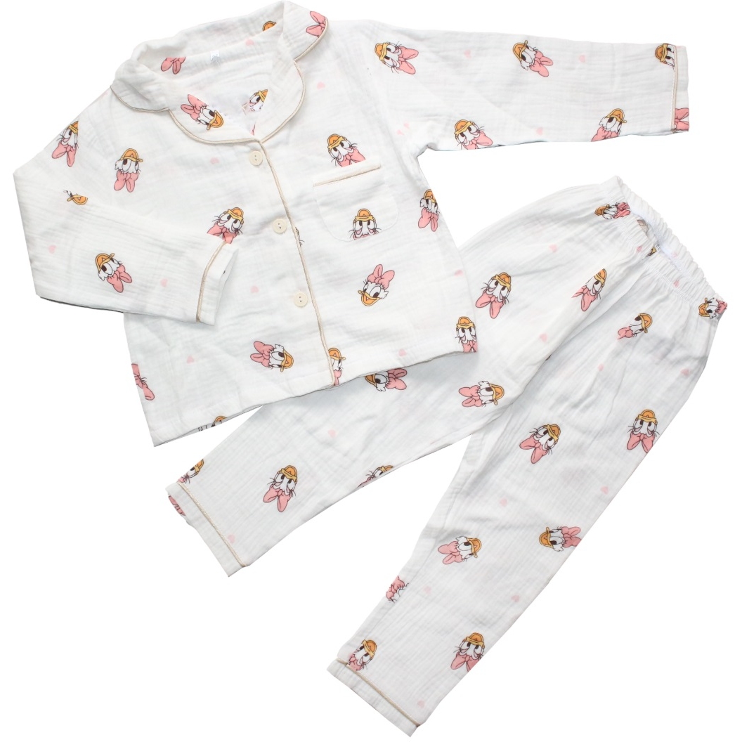 Пижама д/д 116 Утки кофта на пуговицах +брюки муслин 5174