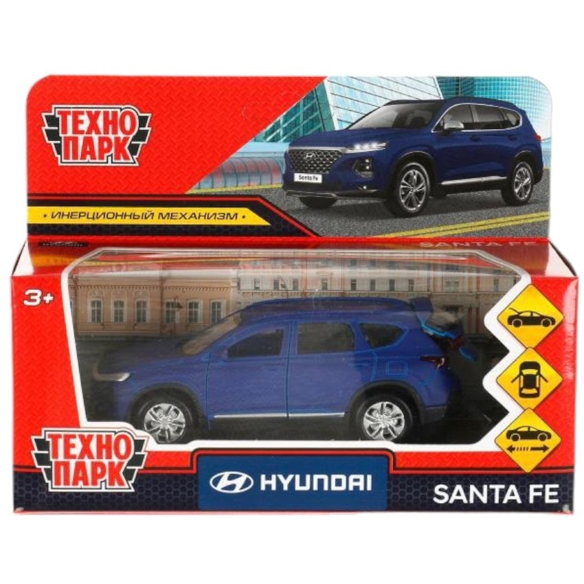 Машина металл HYUNDAI SANTAFE SOFT 12 см, двери, багаж, инерw, синий, кор. Технопарк в кор.2*36шт SАNТАFЕ212FILВU