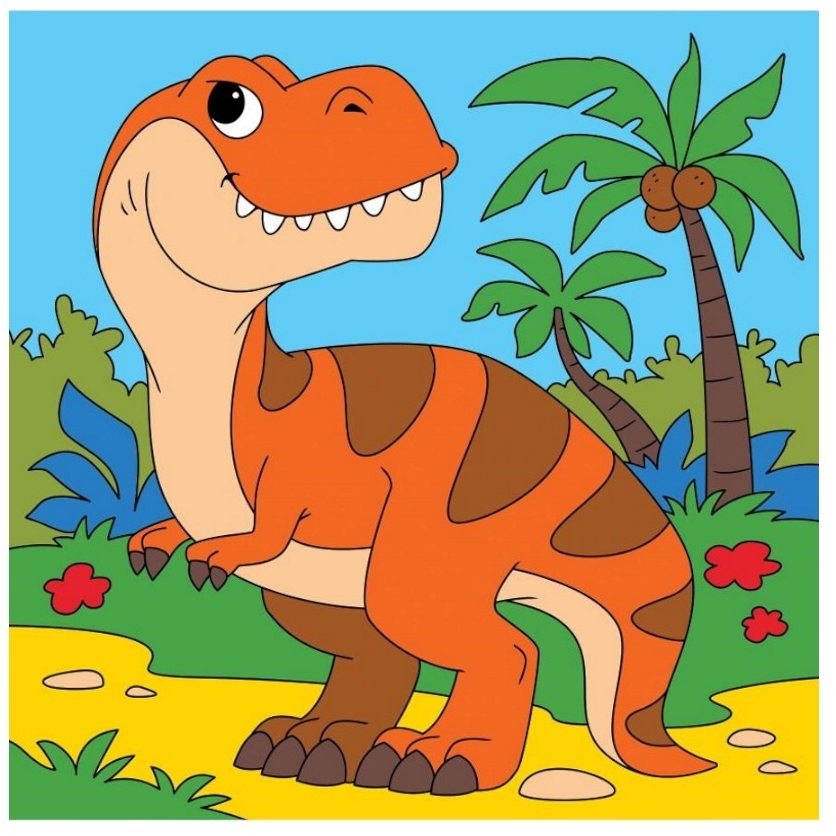 Картина по номерам "Хитрый динозаврик" (15х15 см)