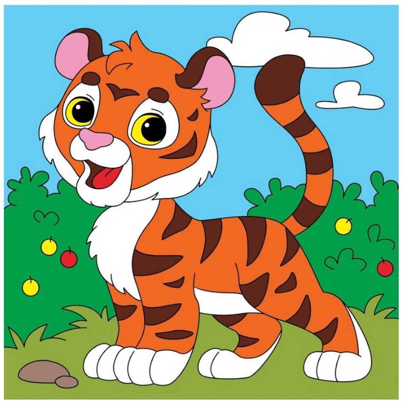 Картина по номерам "Отважный тигрёнок" (15х15 см)