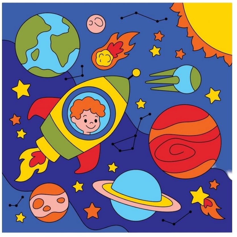 Картина по номерам "Космическое путешествие" (15х15 см)