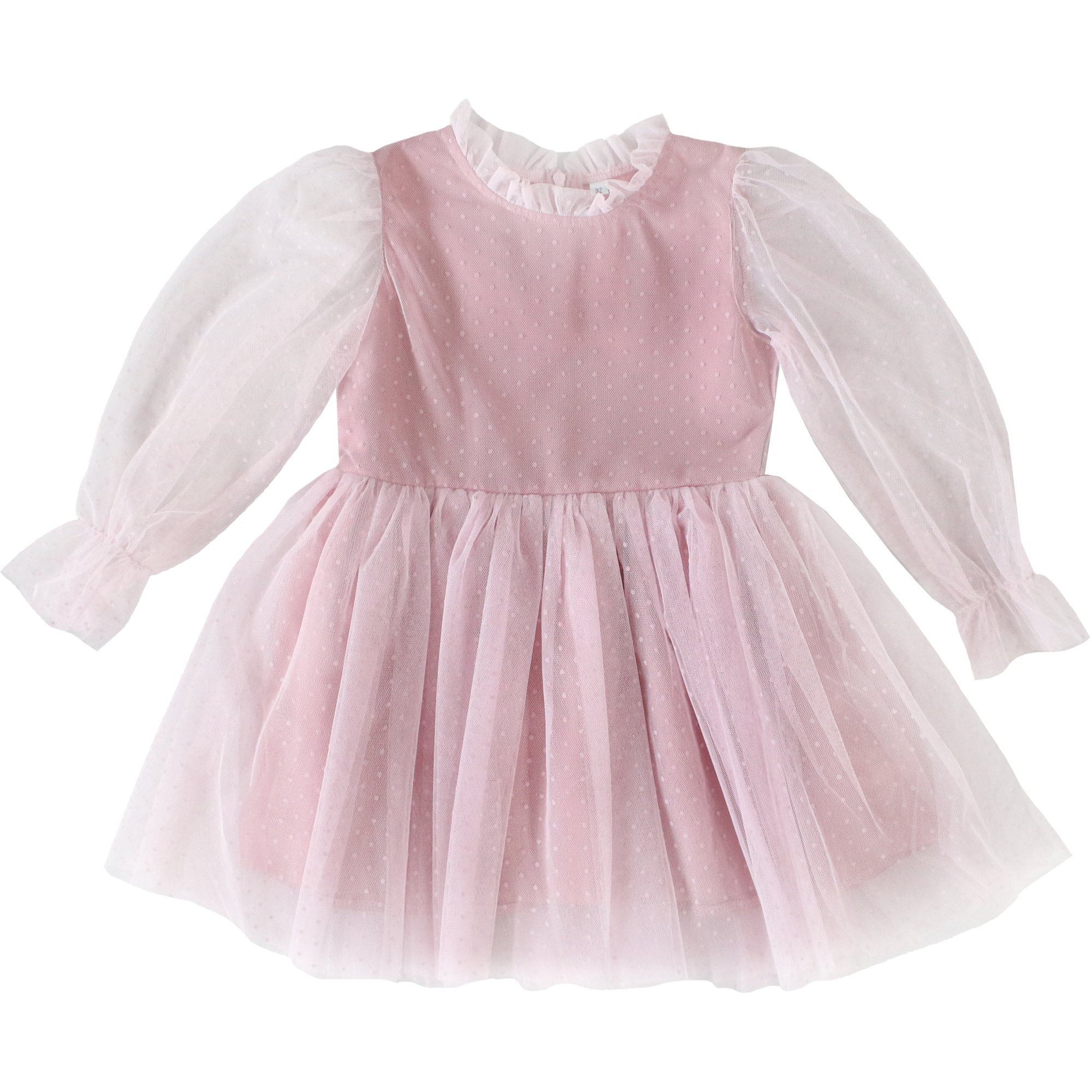Платье д/р 104 Горох сетка розовый 5301