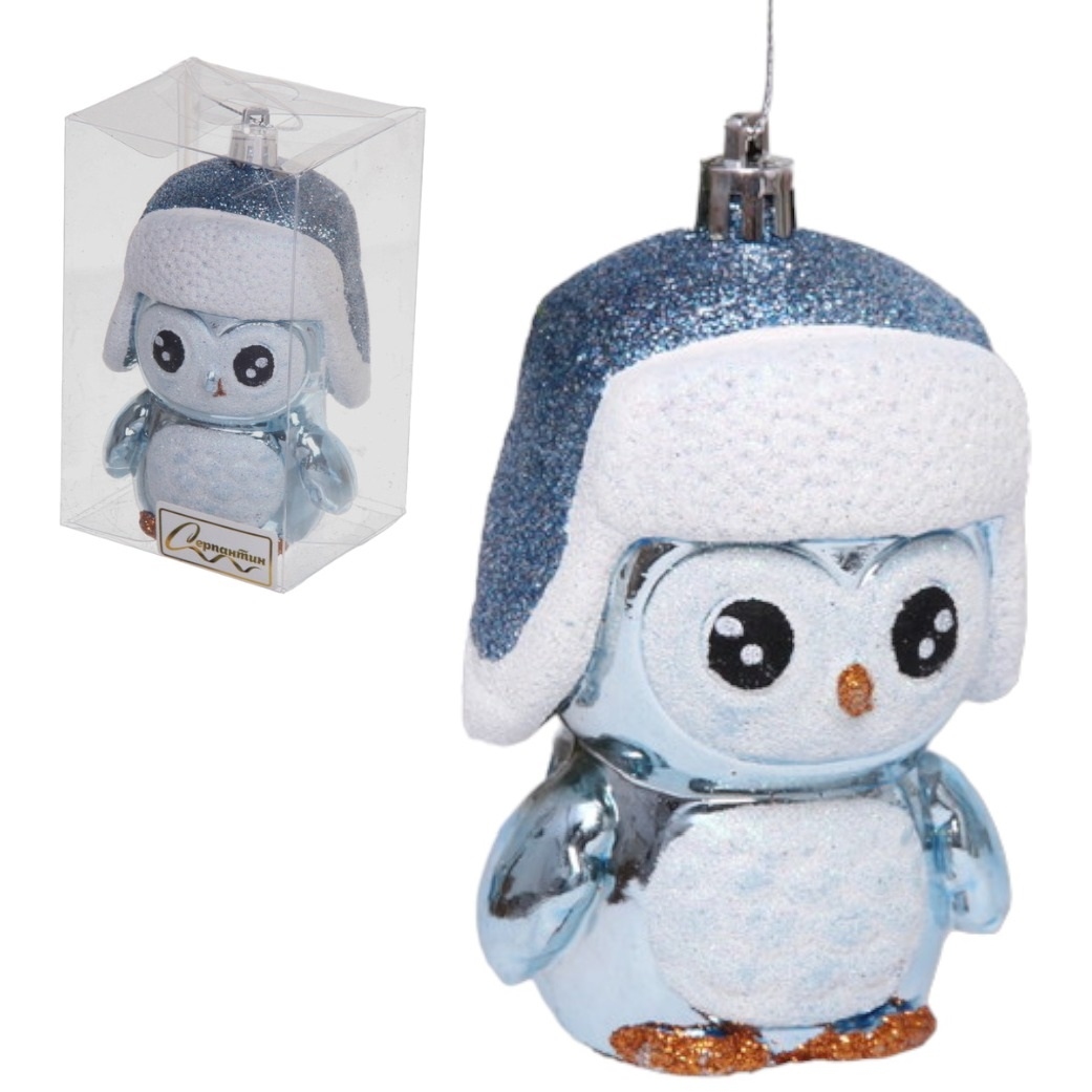 Ёлочная игрушка "Новогодний пингвин" 7*6*11 см, голубой 916-0696